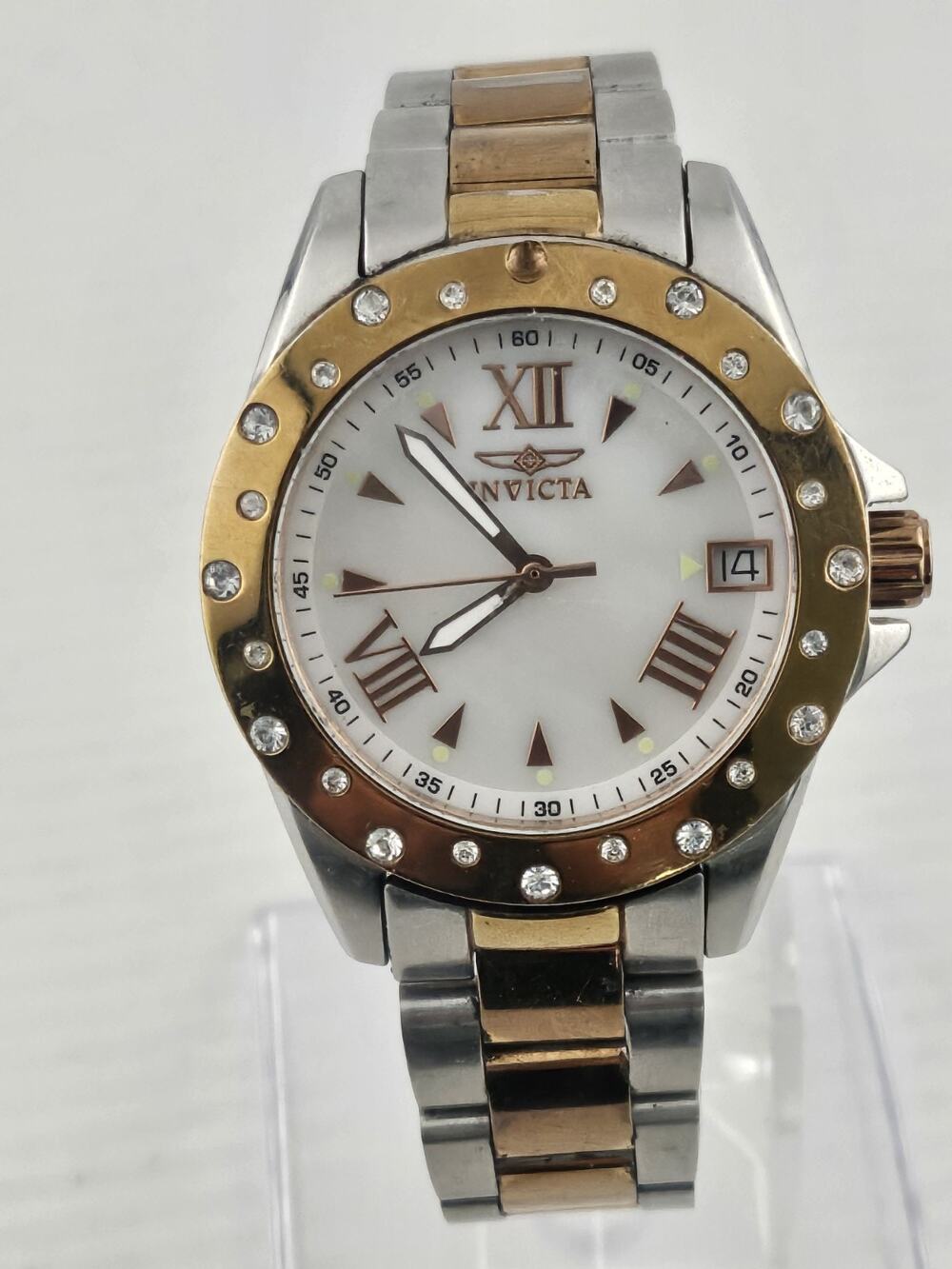 Ladies Invicta Angel 12666 Swiss Parts Date Rose Gold Quartz New Battery Runs
